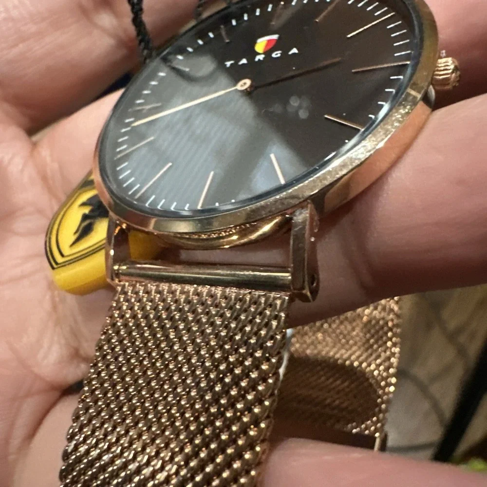 NEW TARGA Gold‎ Steel Black Dial Unisex Watch 41mm Gold-Tone Stainless Mesh Band